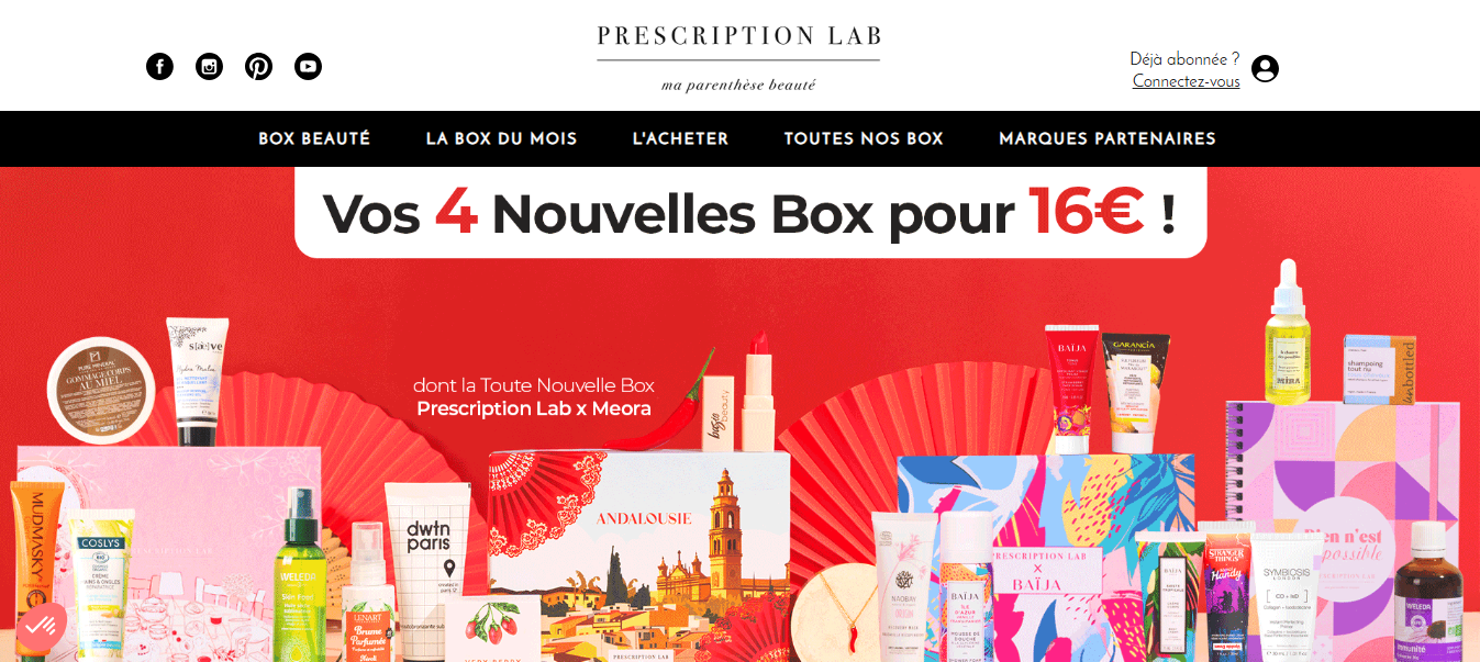 Box beauté haut de gamme Prescription Lab avec produits naturels