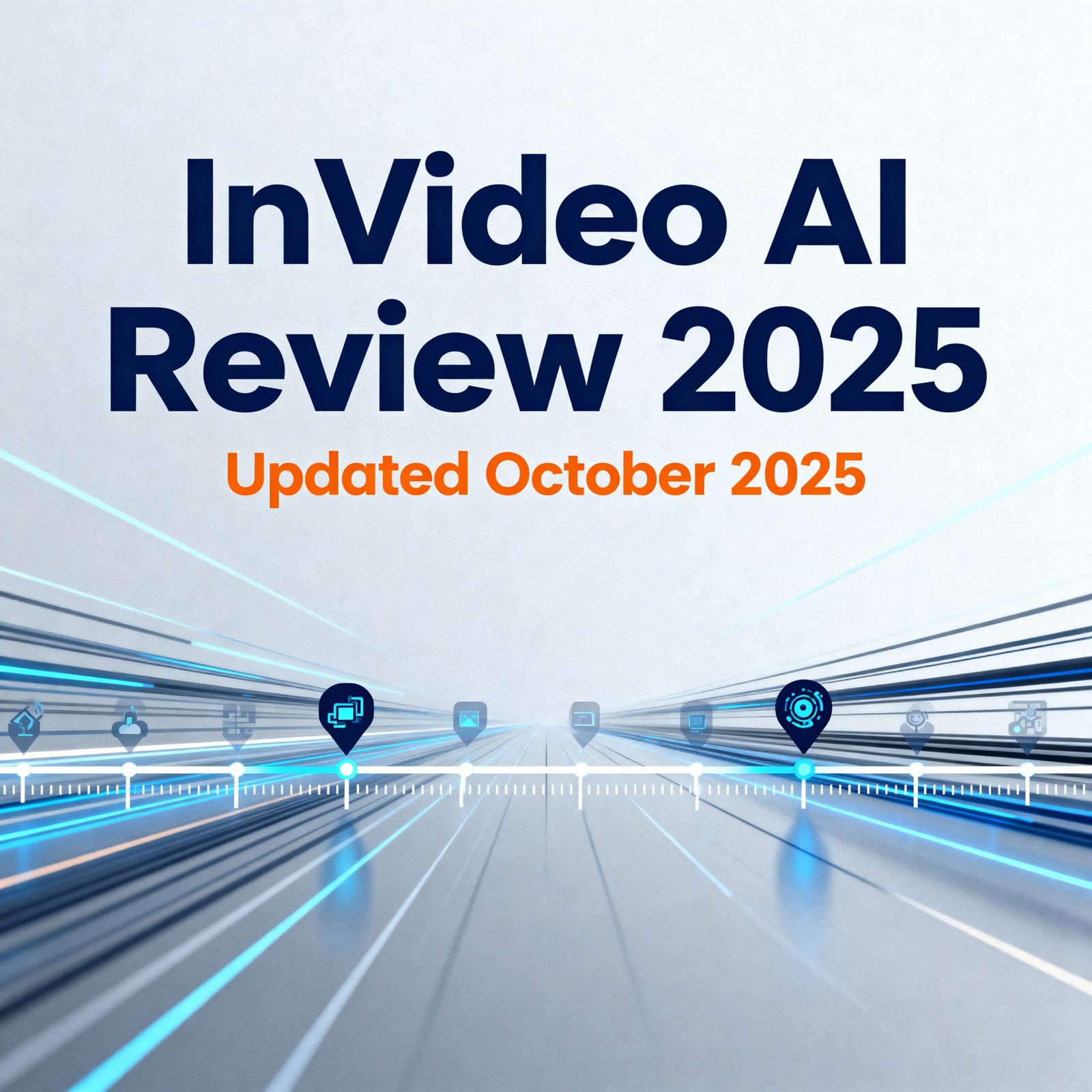 InVideo AI review 2025 hero image showing an abstract AI video editor timeline with captions and a bold headline, “Updated October 2025”